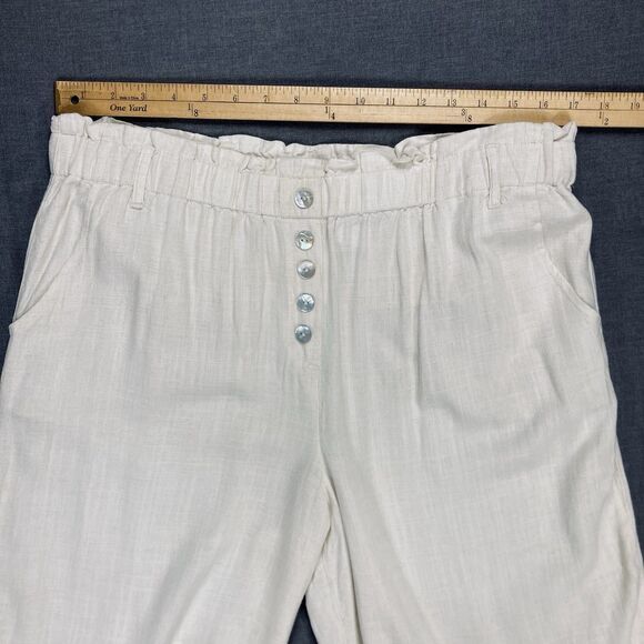 Ruby Rd Capri Pants Sz LP Ivory Elastic Waist Pockets Cottage Core Beachy Casual - Picture 8 of 13